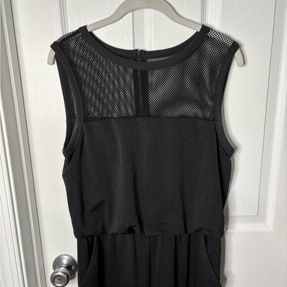 Maggy London Black Sleeveless Jumpsuit w/ Mesh Top & Back Exposed Zipper Sz Sm - Picture 2 of 8